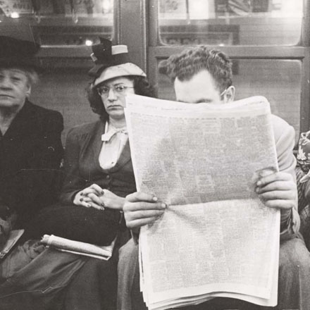 Stanley Kubrick. Life and Love on the New York City Subway. Passengers in a subway car. 1946. Museum of the City of New York. X2011.4.10292.55E